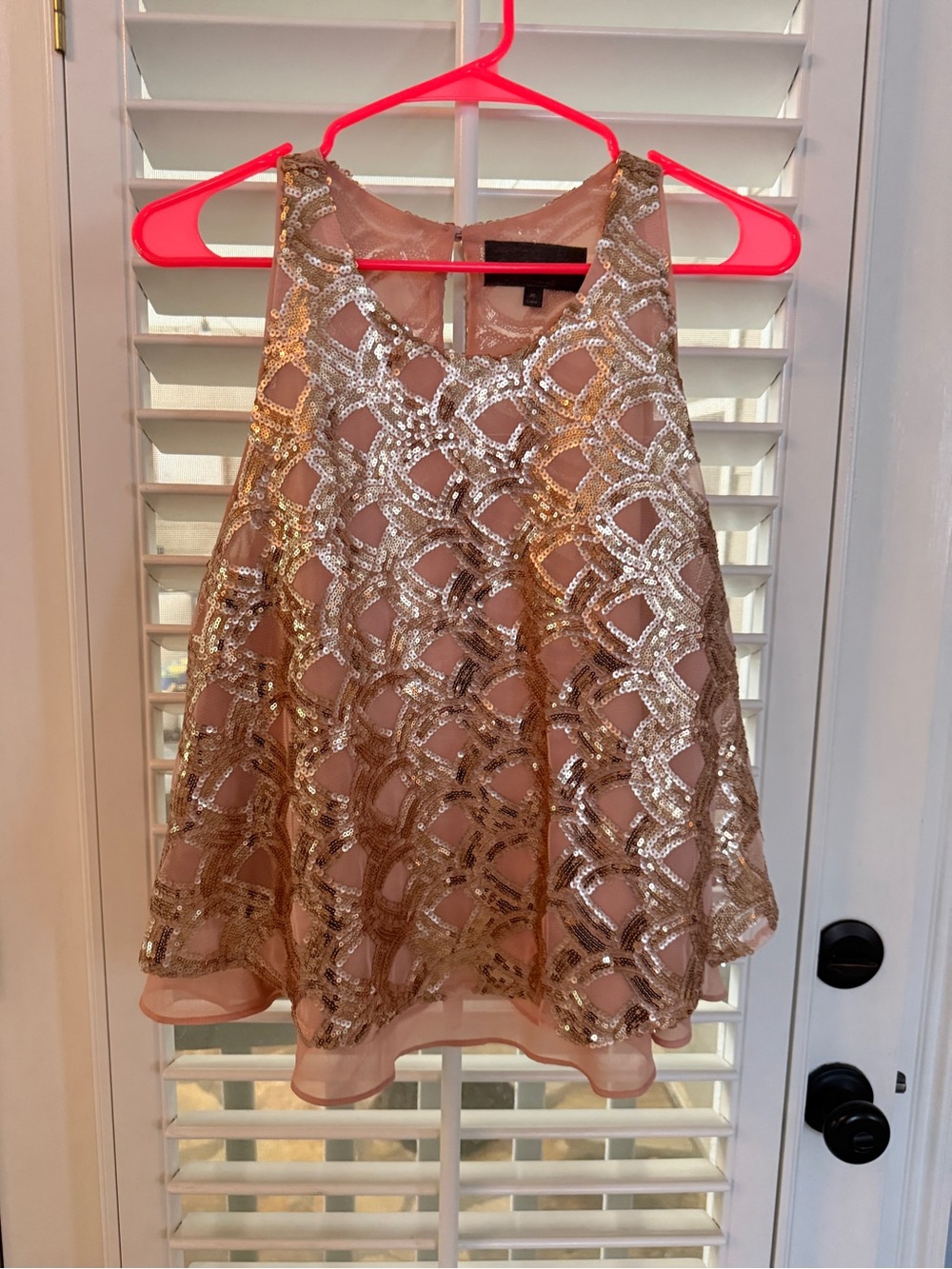 Sunday in Brooklyn Nude/Gold Sequin Halter Camisole